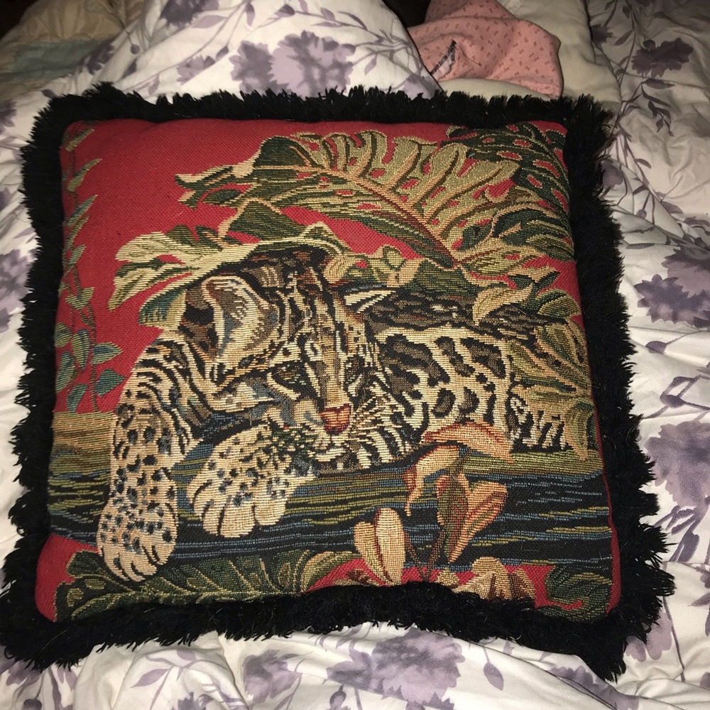 Jaguar Cub Cat Tapestry Throw Pillow